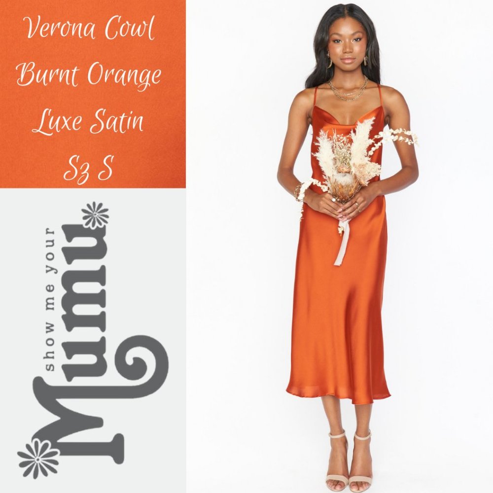 SMYM Verona Cowl Dress Burnt Orange Luxe Satin, Sm